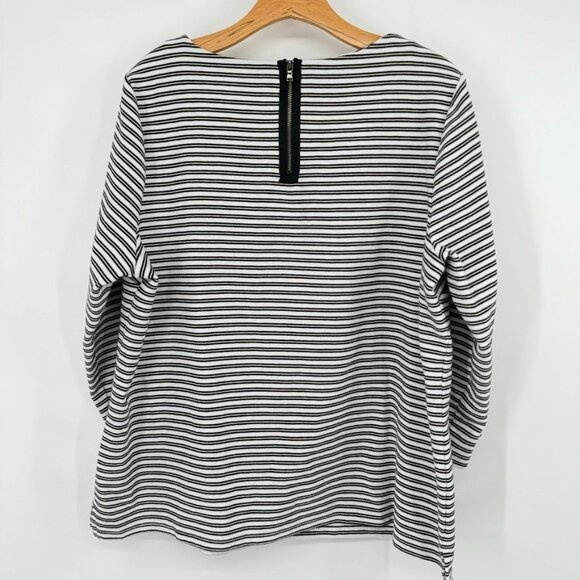 Talbots Woman Striped Black White Top 3/4 sleeve Size 2X  cotton stretch - Picture 7 of 9